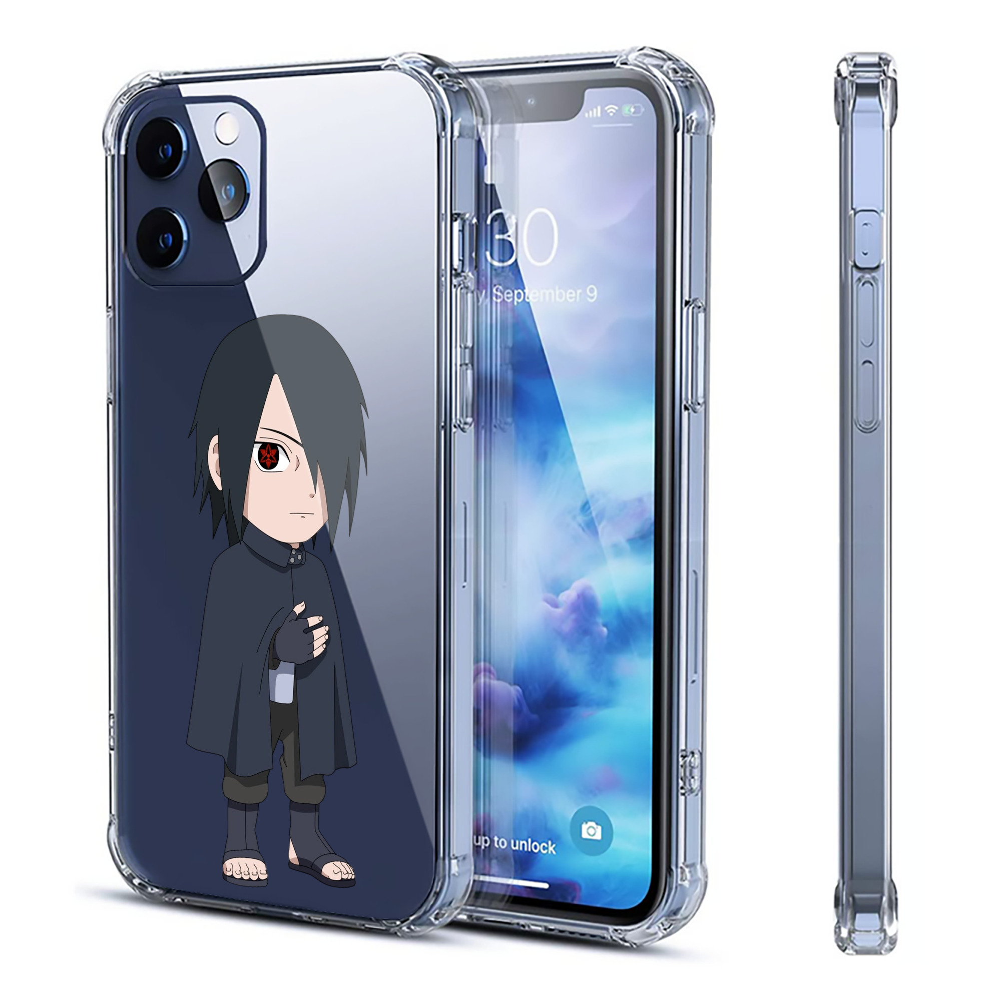 （画像用） NARUTO -ナルト- うちは サスケ Uchiha Sasuke 【iPhone 12シリーズ対応】透明スマホケース（クリアソフトケース）